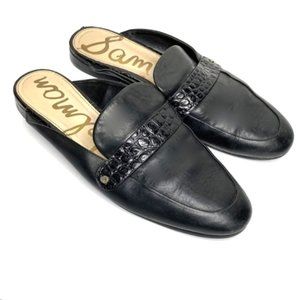 Sam Edelman Perri Black Croc Leather Mules Sz 7.5